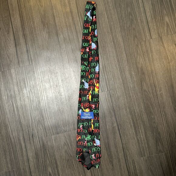 VTG Disney Winnie The Pooh & Friends Christmas Holiday Neck Tie Black Men’s 54" - Picture 5 of 7